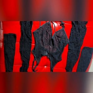 Seamless Lace 3 Piece Black Lingerie set